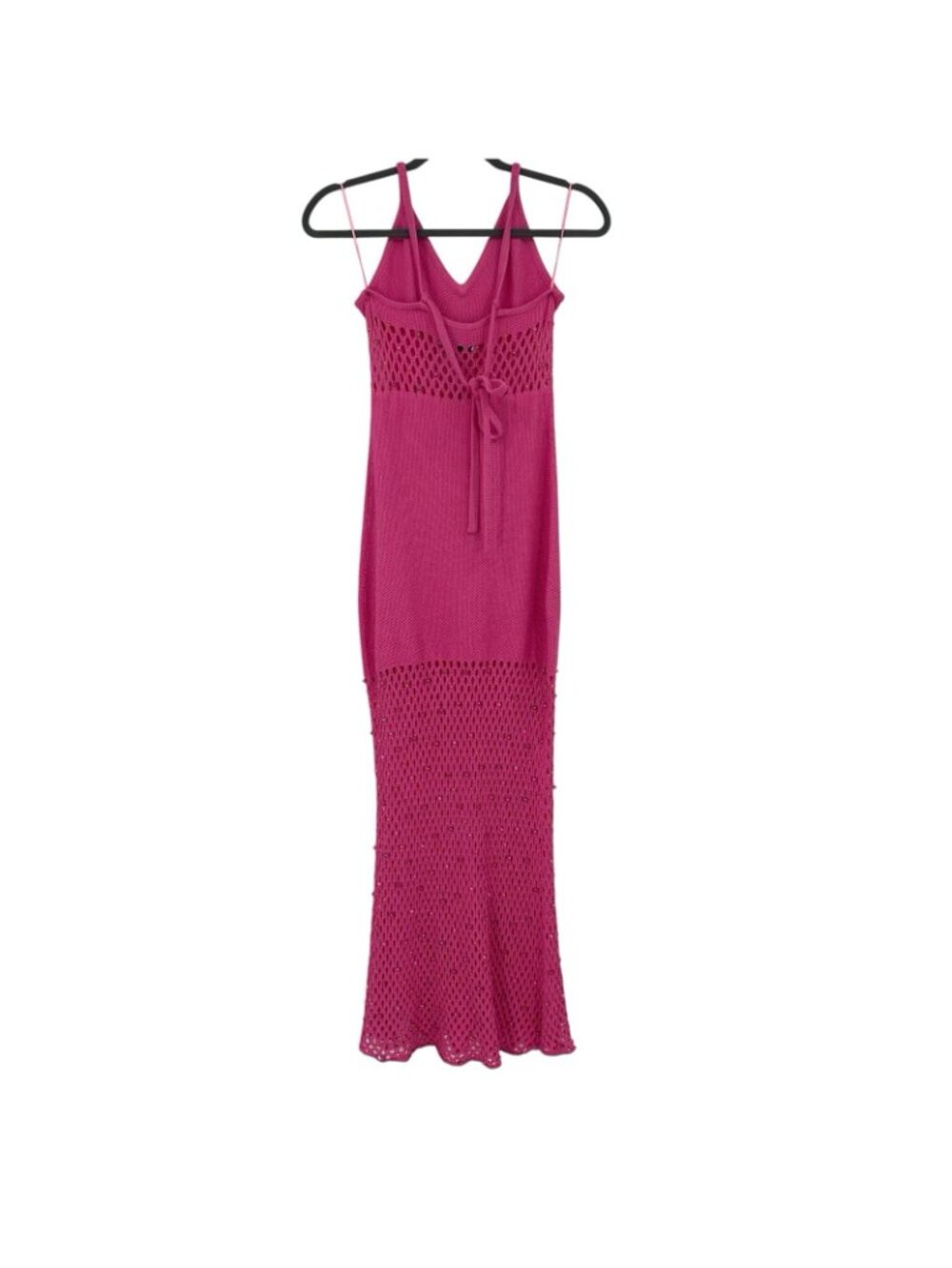The Wolf Gang Size M Perla Knit Maxi Dress Pink Beaded NEW - Picture 4 of 16